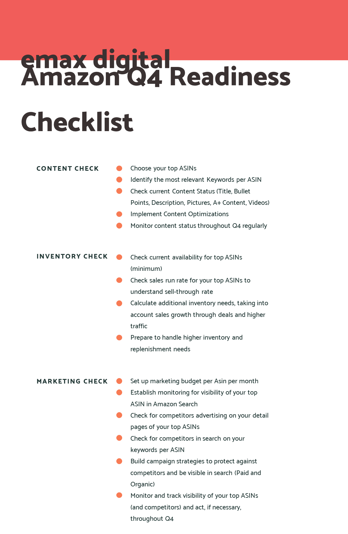 Amazon Q4 Readiness Checkliste